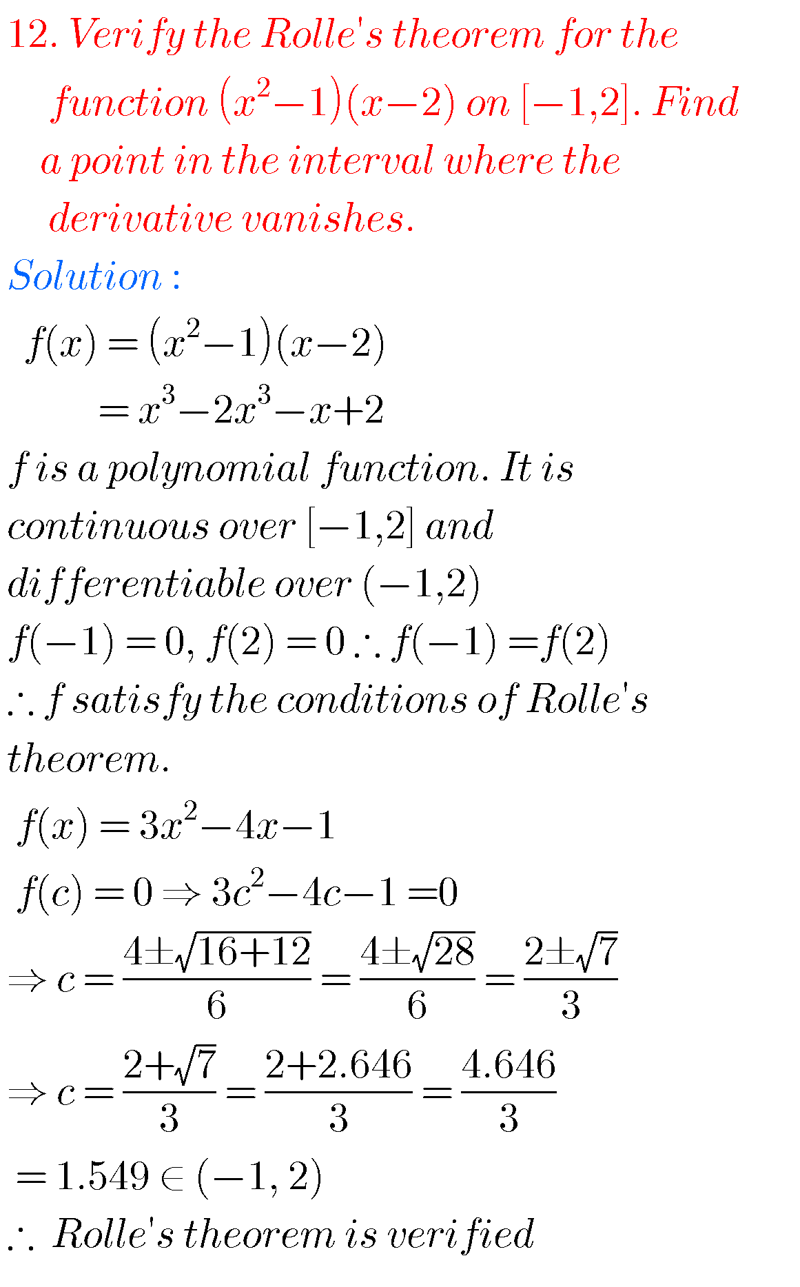 Mean Value Theorems Intermediate First Year Mathematics Chapter 10 4 Mean Value Theorems Intermediate First Year Mathematics Chapter 10 4