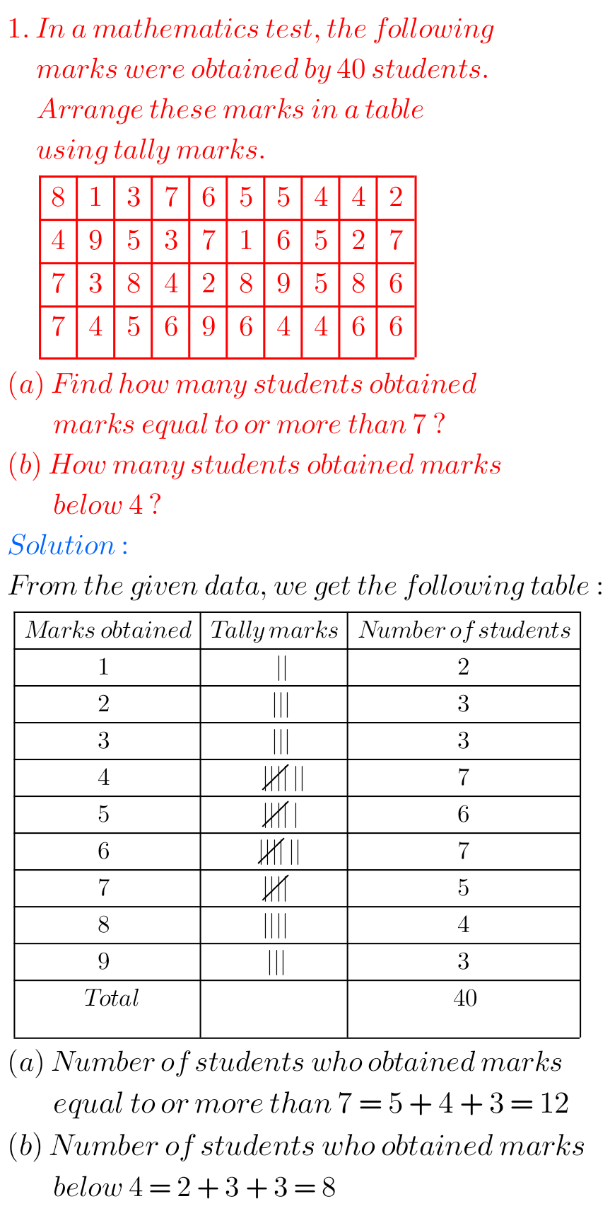 Ncert maths solutions for class 6 chapter 9 exercise 9 1 data handling