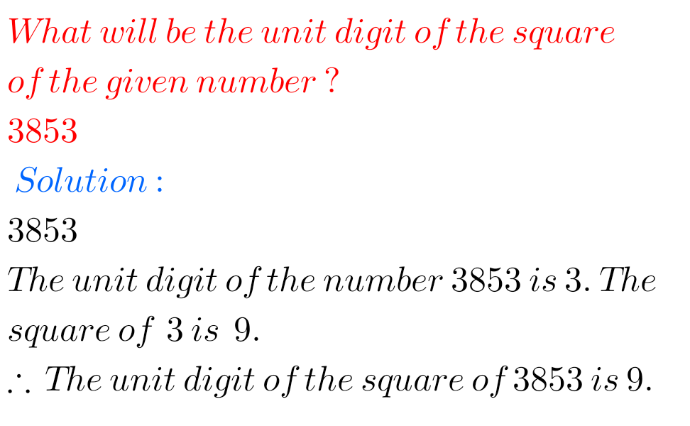 the unit digit of square of 545 would be