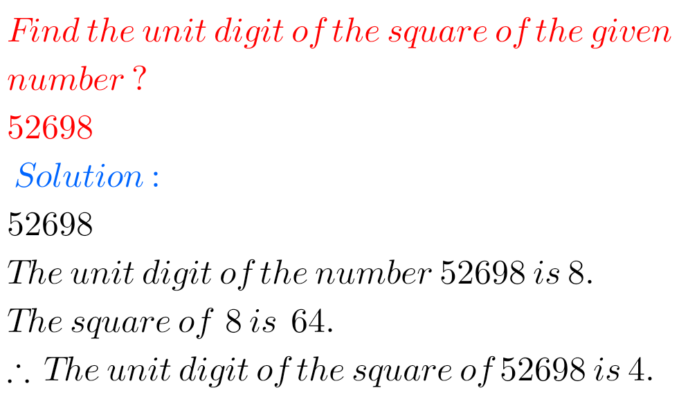 unit digit of square 52698
