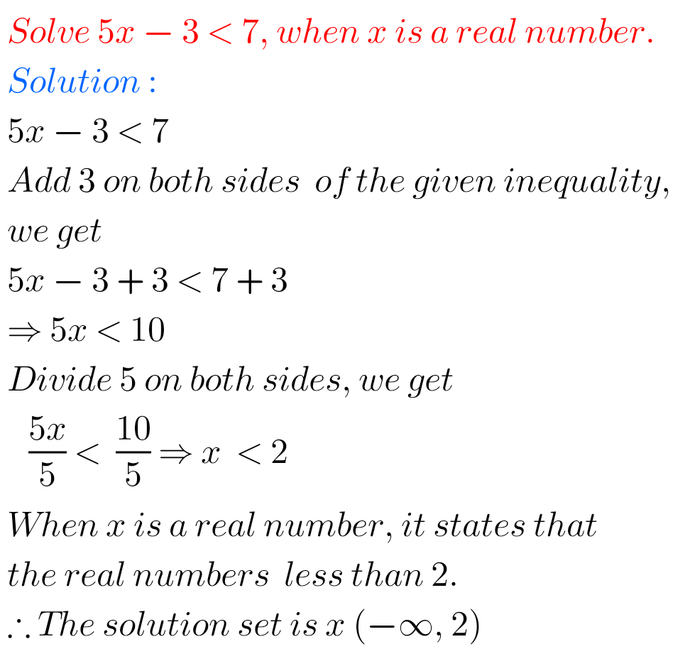 solve 3x 5 7 when x is a real number