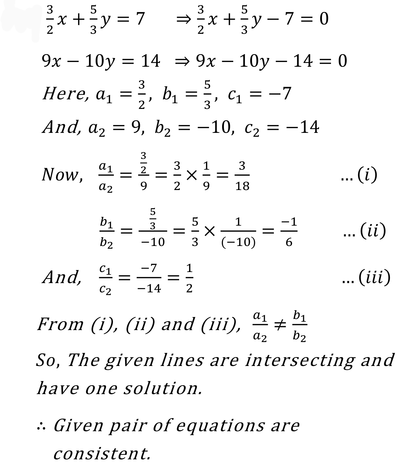 3 2x 5 3y 7 9x 10y 12 consistent or inconsistent